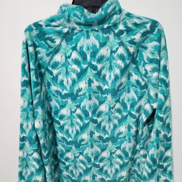 Eddie Bauer Women's Long Sleeve Polar Fleece 1/4 Zip in Greens and White- XL - Picture 4 of 4